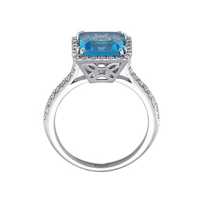 Diamond and Princess Blue Topaz Ring