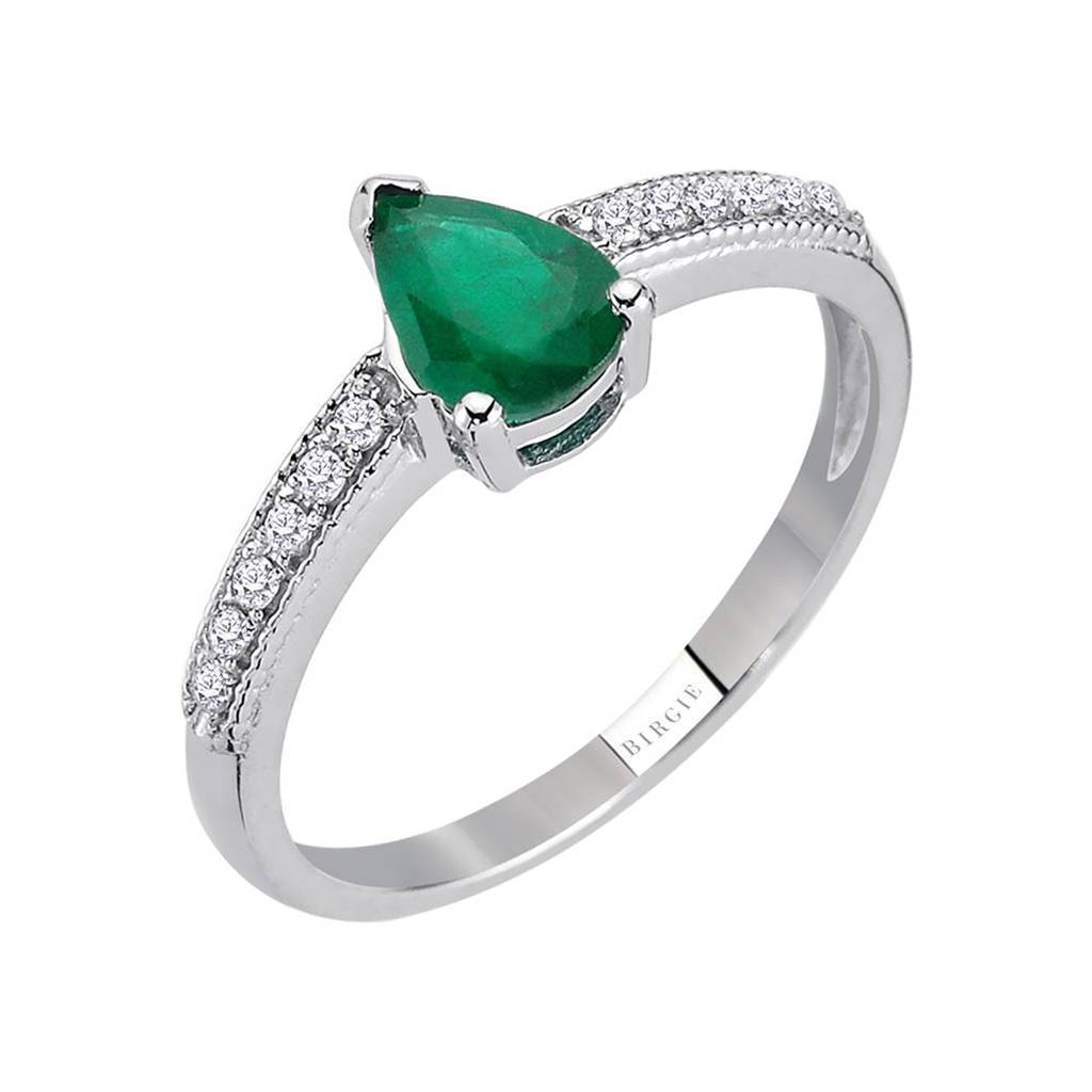 Diamond and Pear Emerald Ring