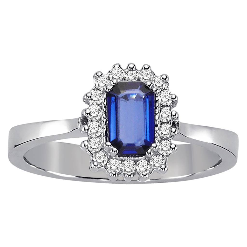 Diamond and octagon sapphire ring