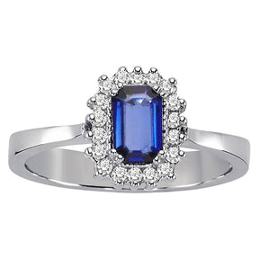 Diamond and octagon sapphire ring