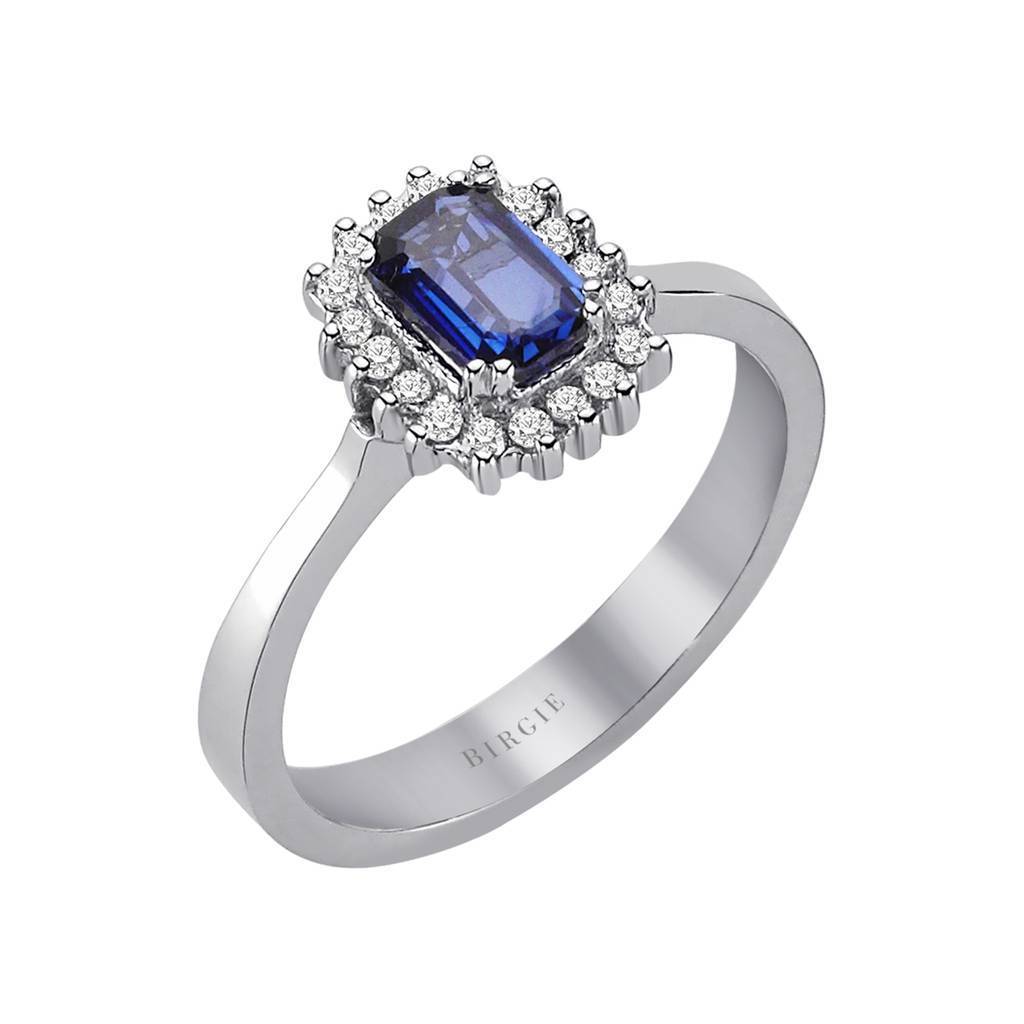 Diamond and octagon sapphire ring