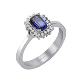 Diamond and octagon sapphire ring