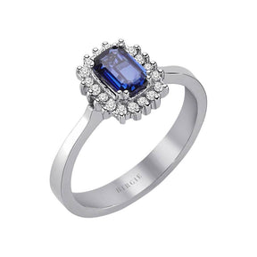 Diamond and octagon sapphire ring