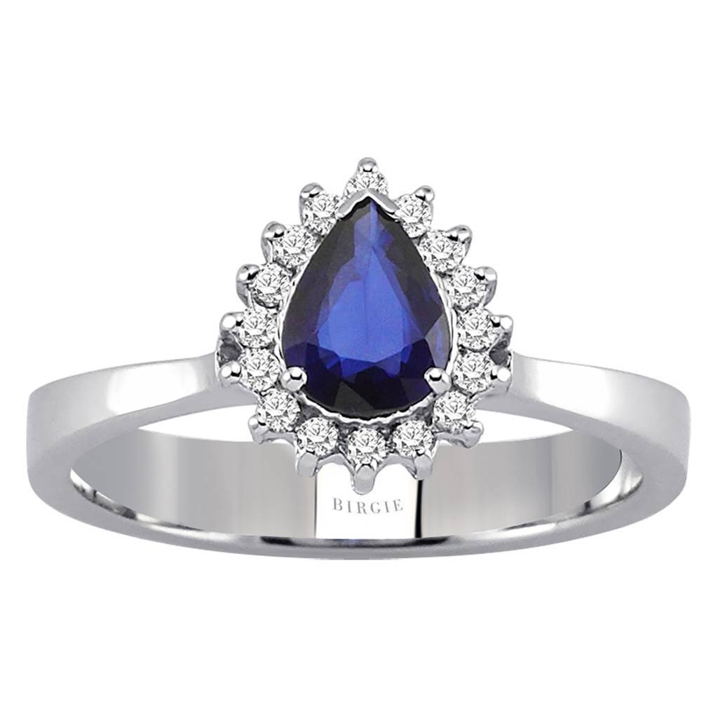 Diamond and teardrop sapphire ring