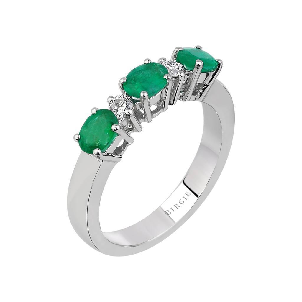 Diamond and Oval Emerald Ring