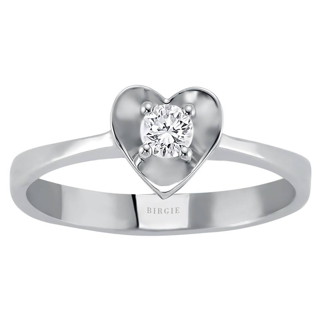 Bague coeur solitaire diamant 0,16 carat