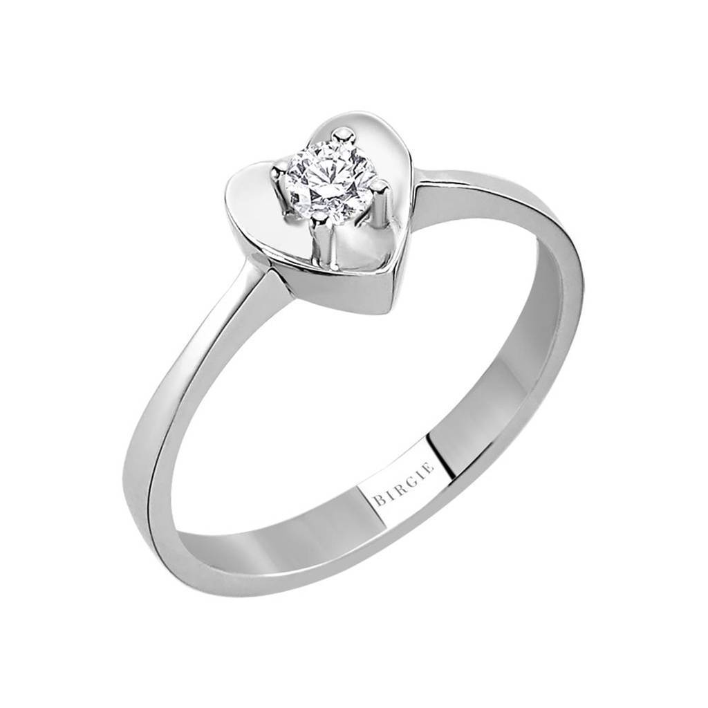 Bague coeur solitaire diamant 0,16 carat
