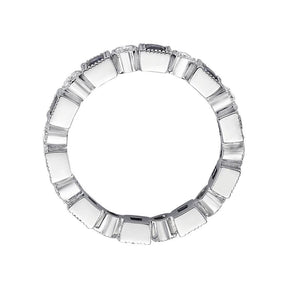 Bague pleine bande diamant et saphir taille princesse