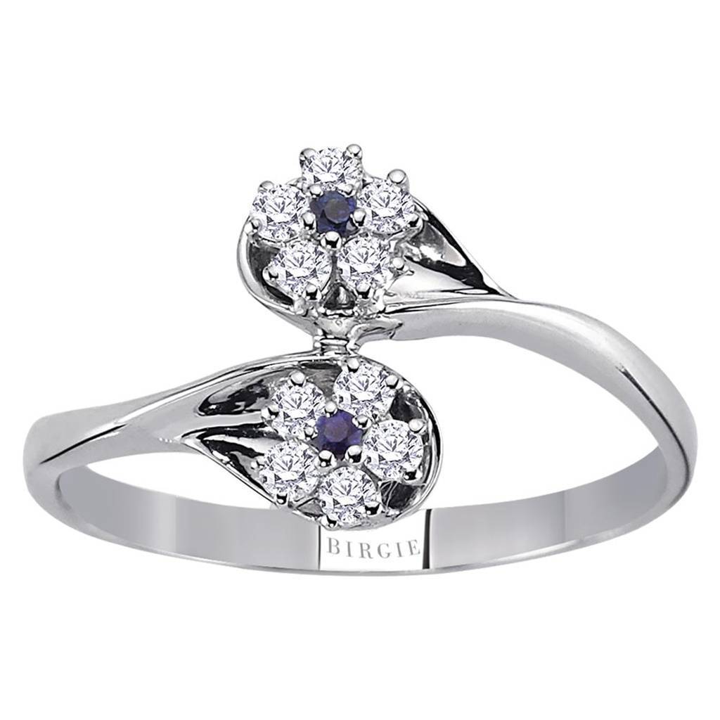 Bague design lotus diamant et saphir