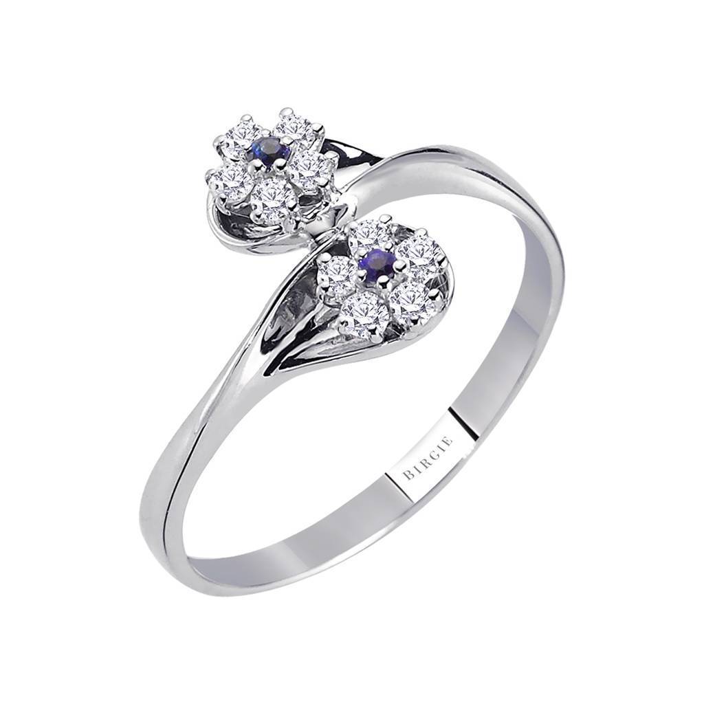 Bague design lotus diamant et saphir