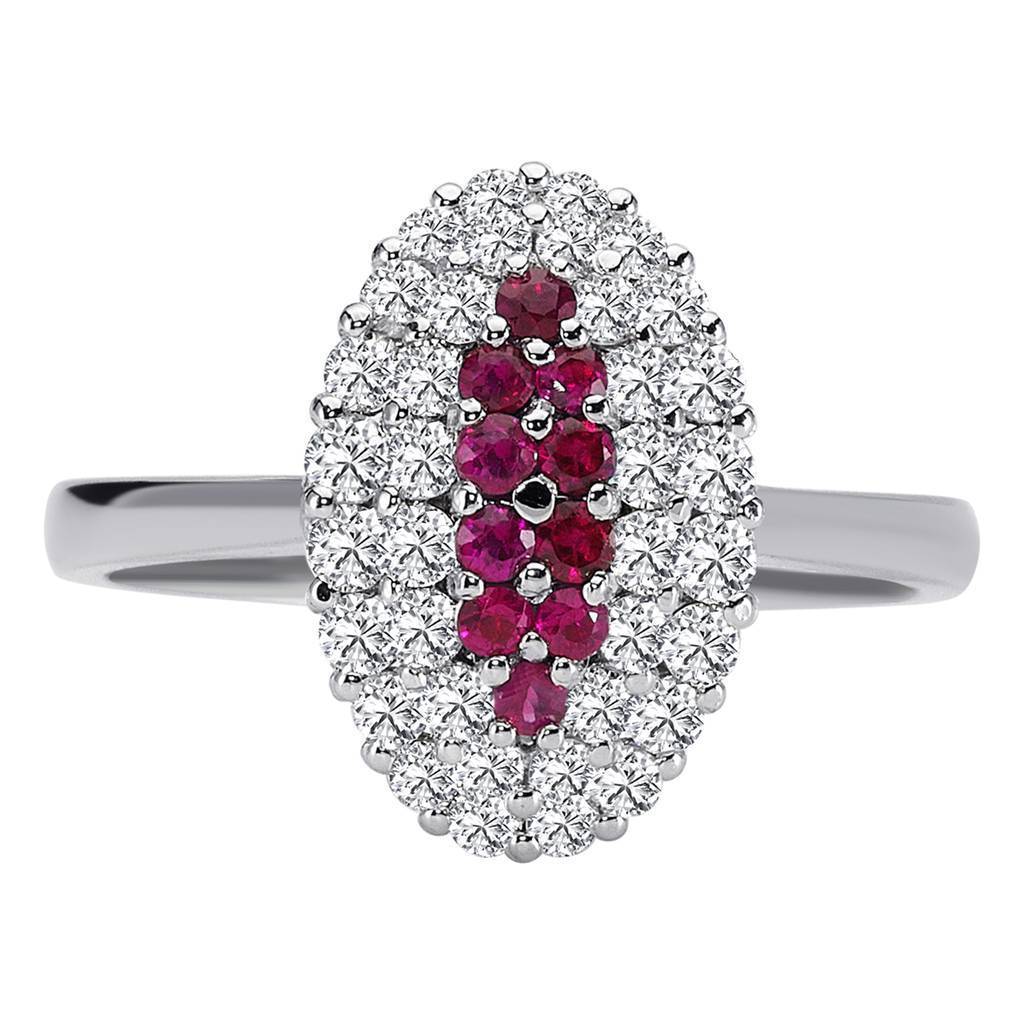 Double Row Diamond and Ruby Ring