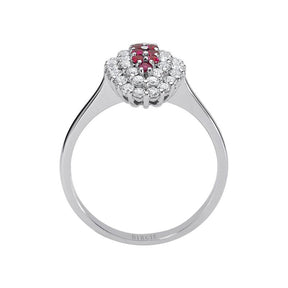 Double Row Diamond and Ruby Ring