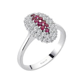 Double Row Diamond and Ruby Ring