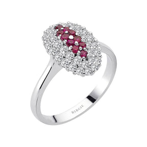 Double Row Diamond and Ruby Ring