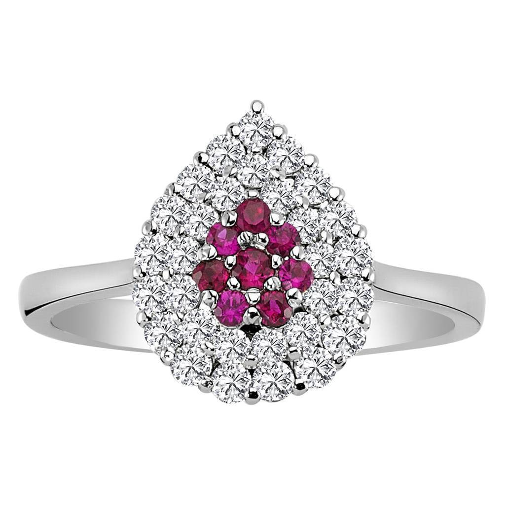 Double Row Diamond and Ruby Ring