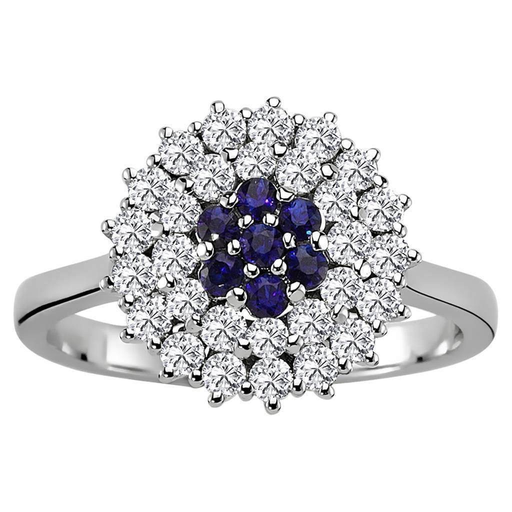 Bague double rang diamants et saphir