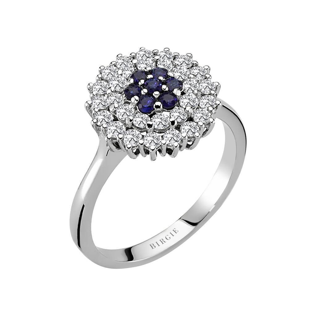 Bague double rang diamants et saphir