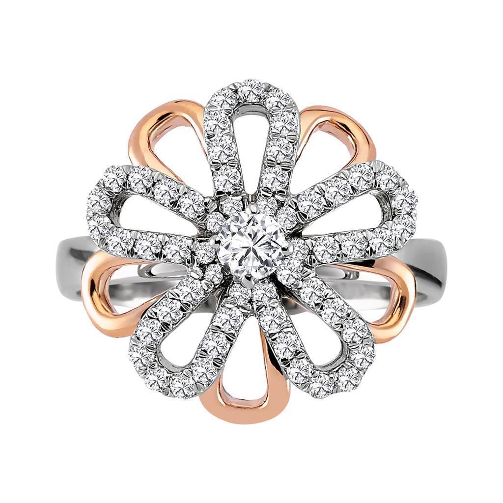 Bague Fleur Marguerite Bicolore Diamant