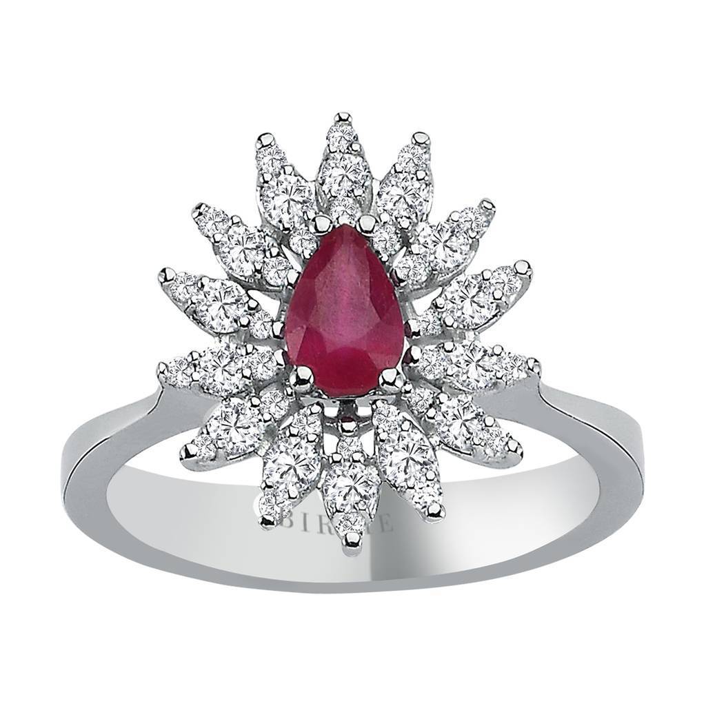 Diamond and teardrop ruby ​​ring