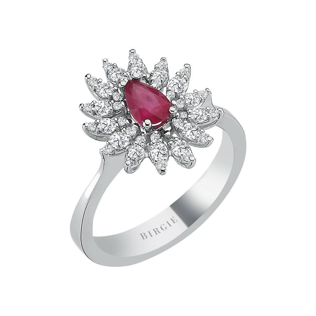 Diamond and teardrop ruby ​​ring