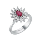 Diamond and teardrop ruby ​​ring