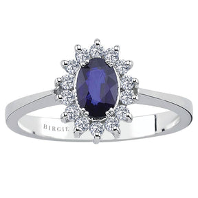 Diamond and Oval Sapphire Ring