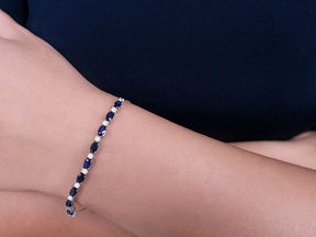 Diamond and Oval Sapphire Bracelet