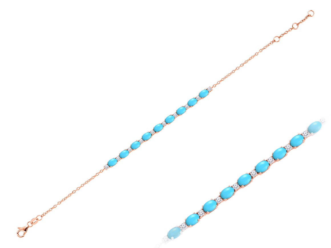Diamond and Oval Turquoise Bracelet