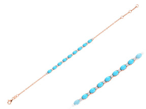 Diamond and Oval Turquoise Bracelet
