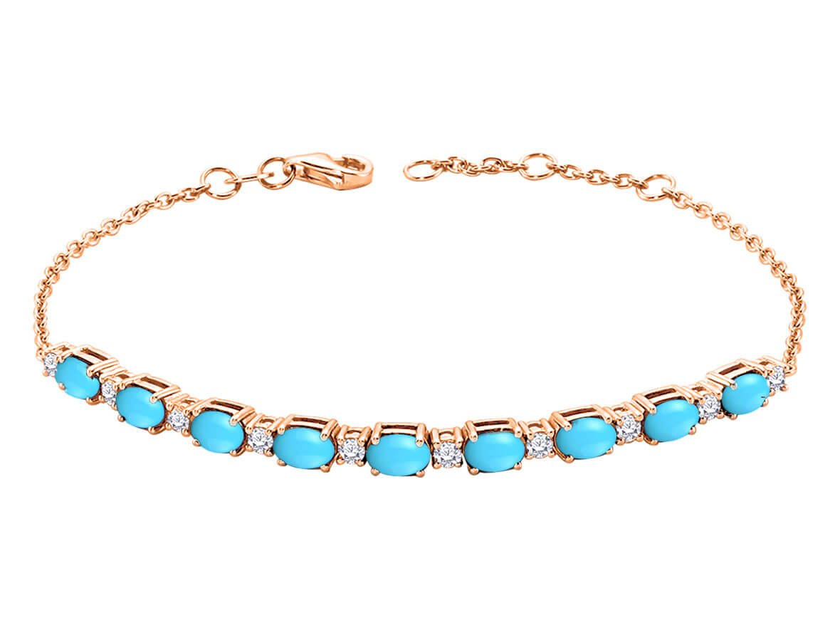Diamond and Oval Turquoise Bracelet