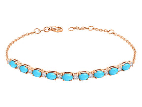 Diamond and Oval Turquoise Bracelet