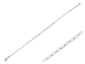 Bracelet diamant et topaze blanche ovale