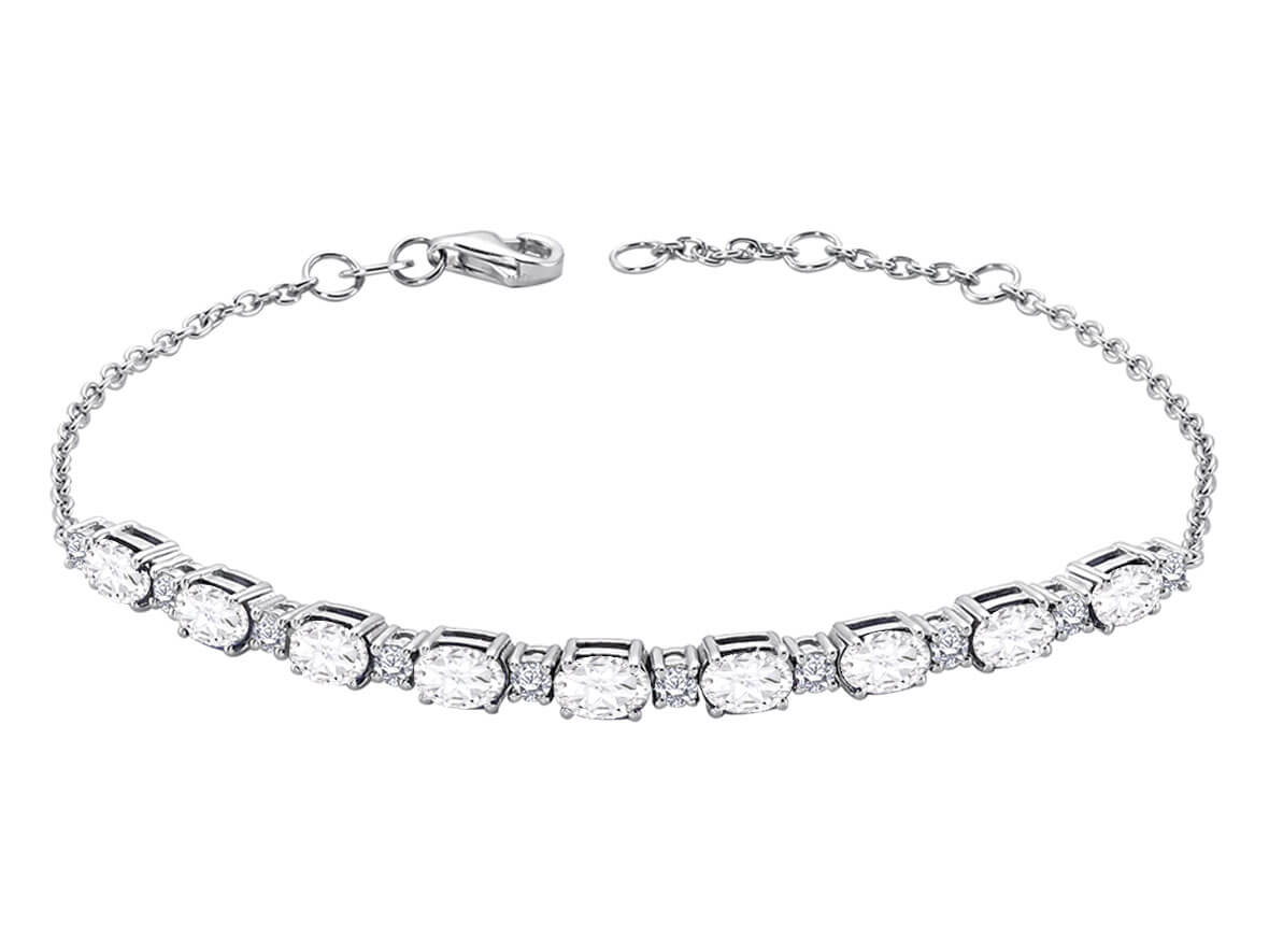 Diamond and Oval White Topaz Bracelet