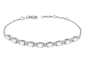 Bracelet diamant et topaze blanche ovale