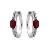 Boucles d'oreilles créoles diamant et rubis ovale