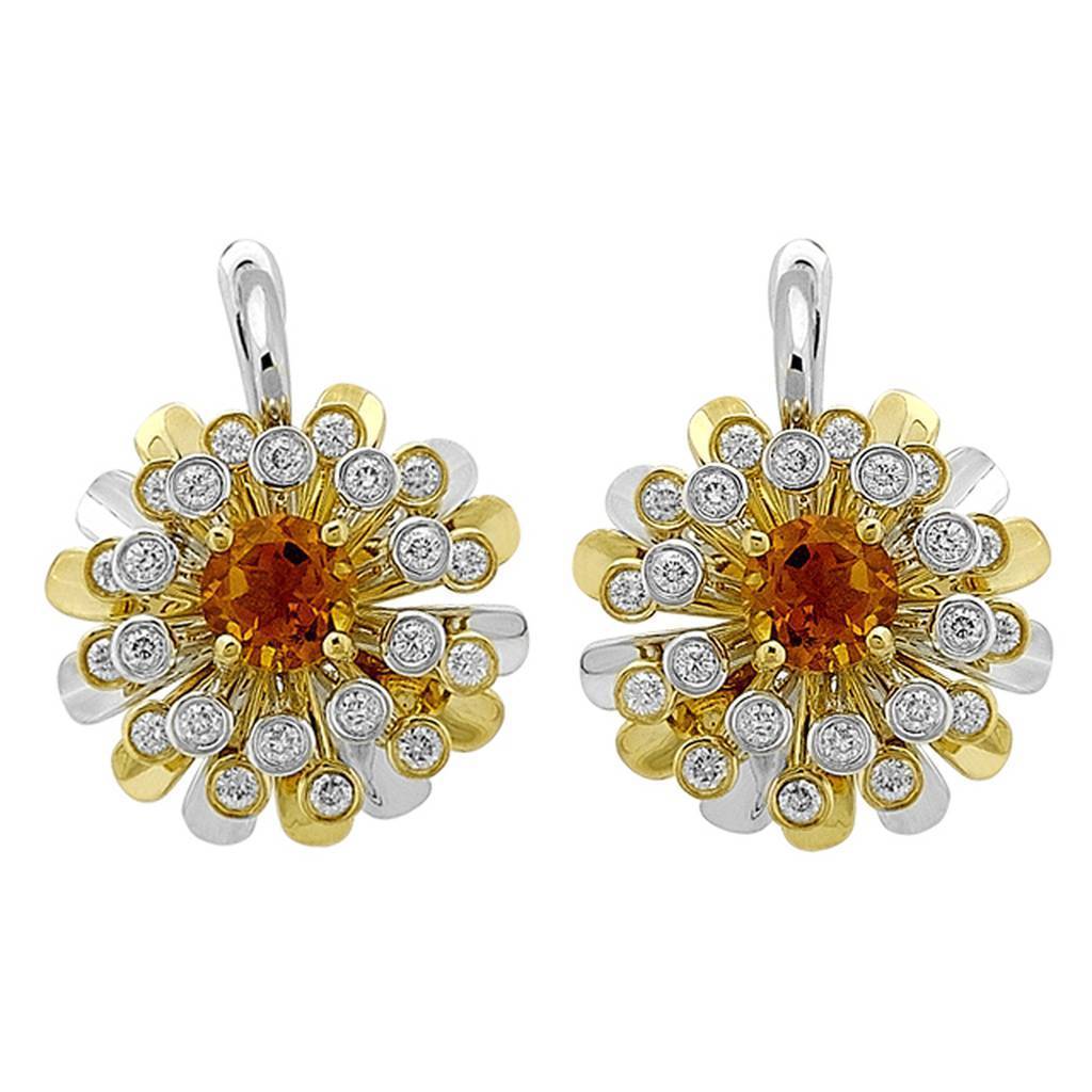 Diamond and citrine earrings
