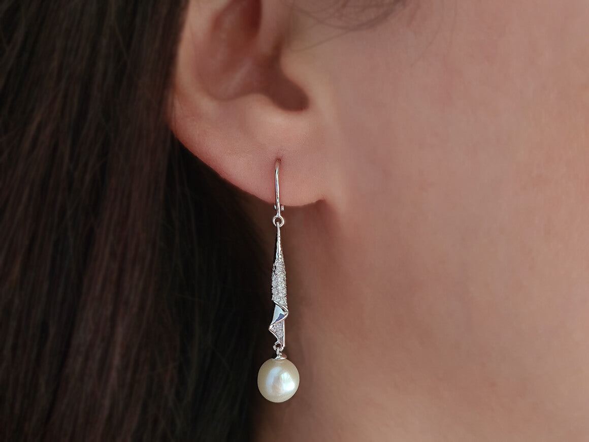 Boucles d'oreilles diamants et perles