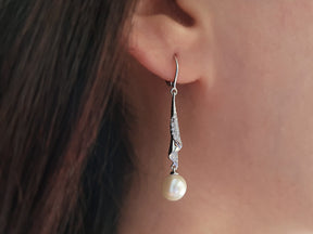 Diamond and pearl earrings