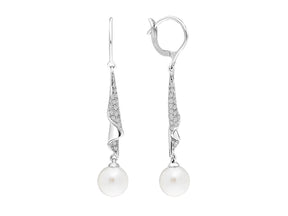Diamond and pearl earrings