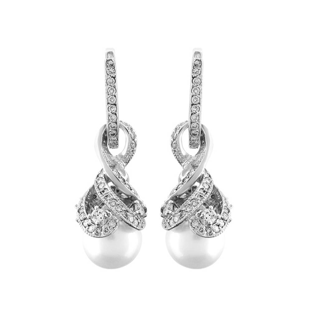 Boucles d'oreilles diamants et perles en forme de larme