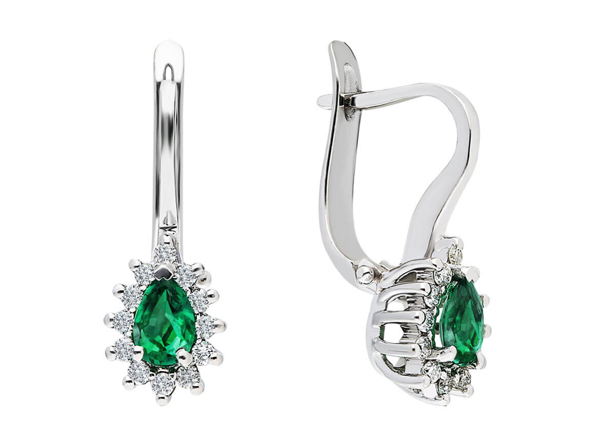 Diamond and drop emerald earrings