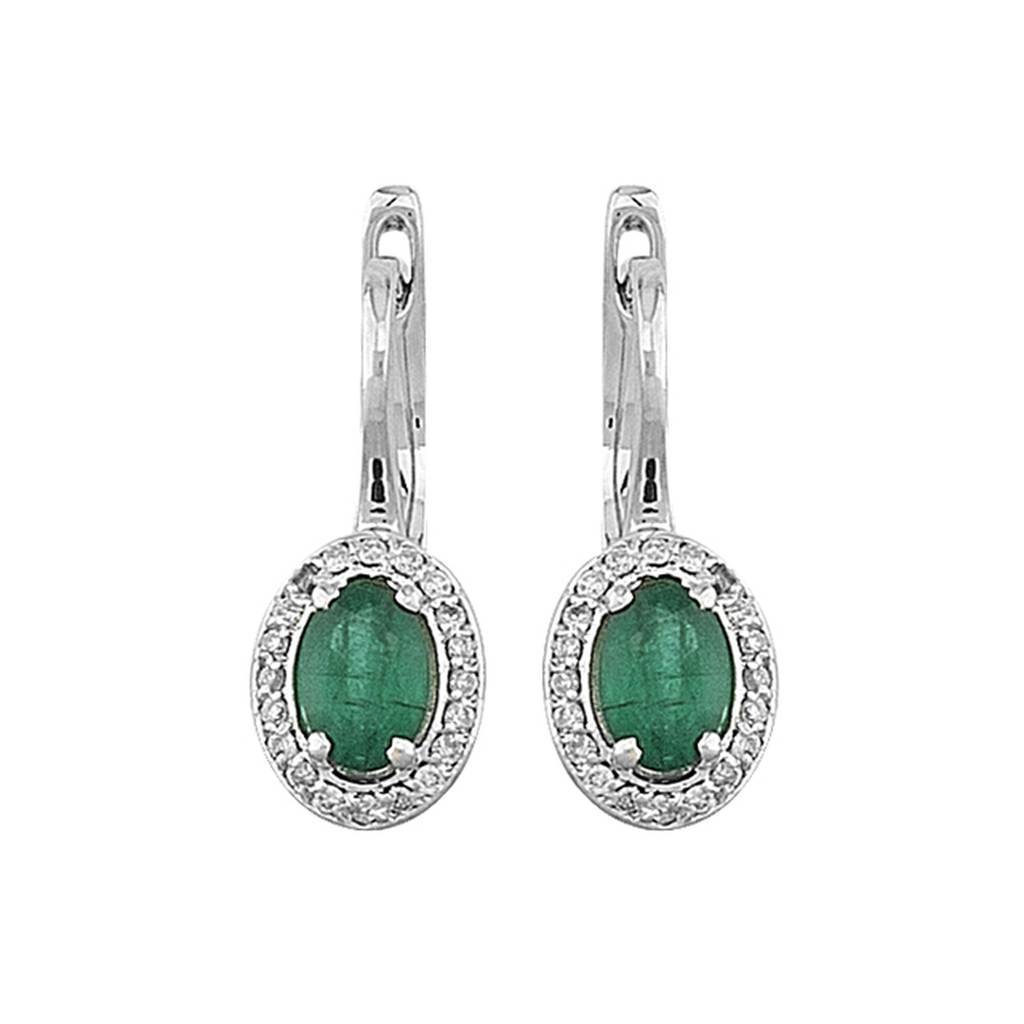 Diamond and Oval Emerald Earrings