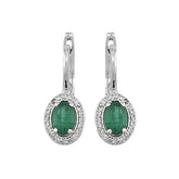 Diamond and Oval Emerald Earrings