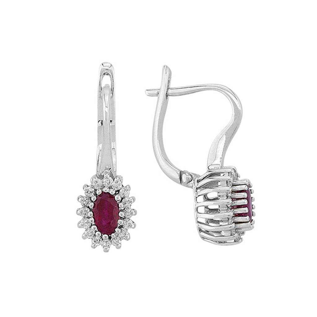 Diamond and Oval Ruby Earrings