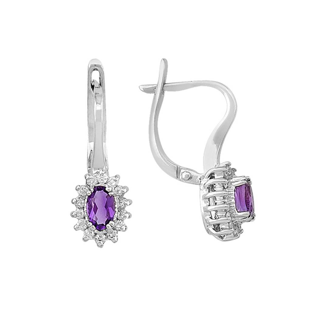 Diamond and Oval Amethyst Earrings