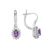 Diamond and Oval Amethyst Earrings