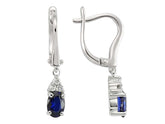 Boucles d'oreilles diamants et saphirs ovales