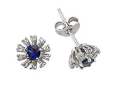 Boucles d'oreilles puces diamants et saphirs