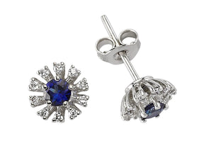 Boucles d'oreilles puces diamants et saphirs