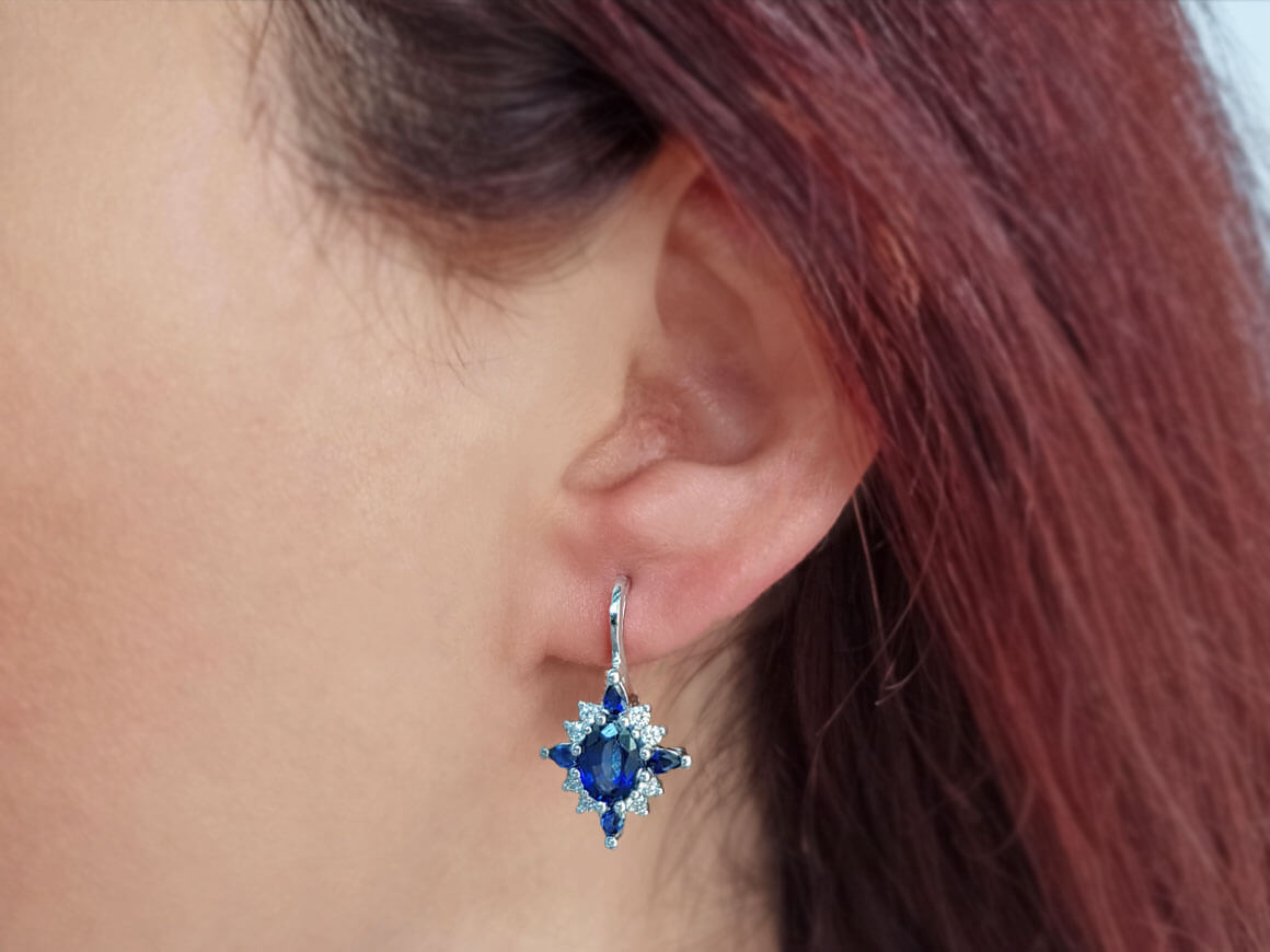 Diamond and sapphire earrings